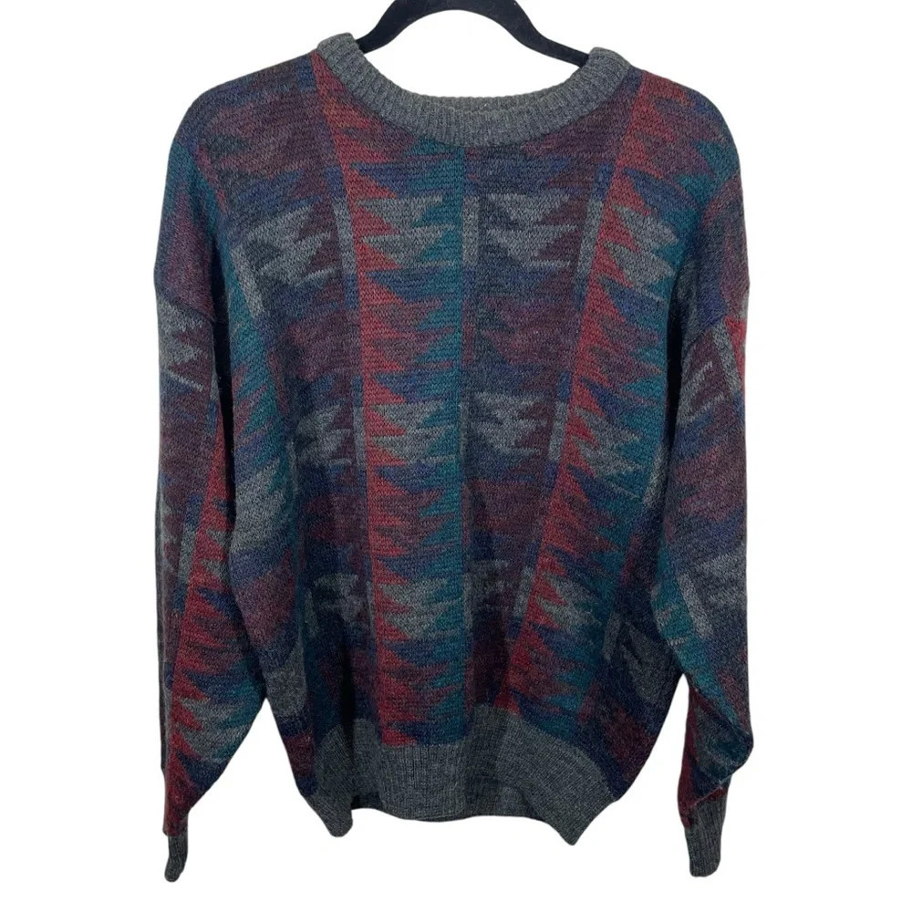 Knights Bridge men’s Aztec sweater wool blend made in England sz large